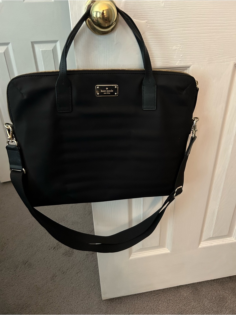 kate spade Black Nylon Laptop Briefcase with Detachable Shoulder Strap
